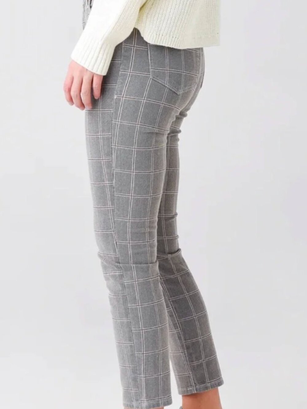 FRAME Le High Skinny Crop Jeans Size 30, Windowpane Plaid Preppy Academia Luxury